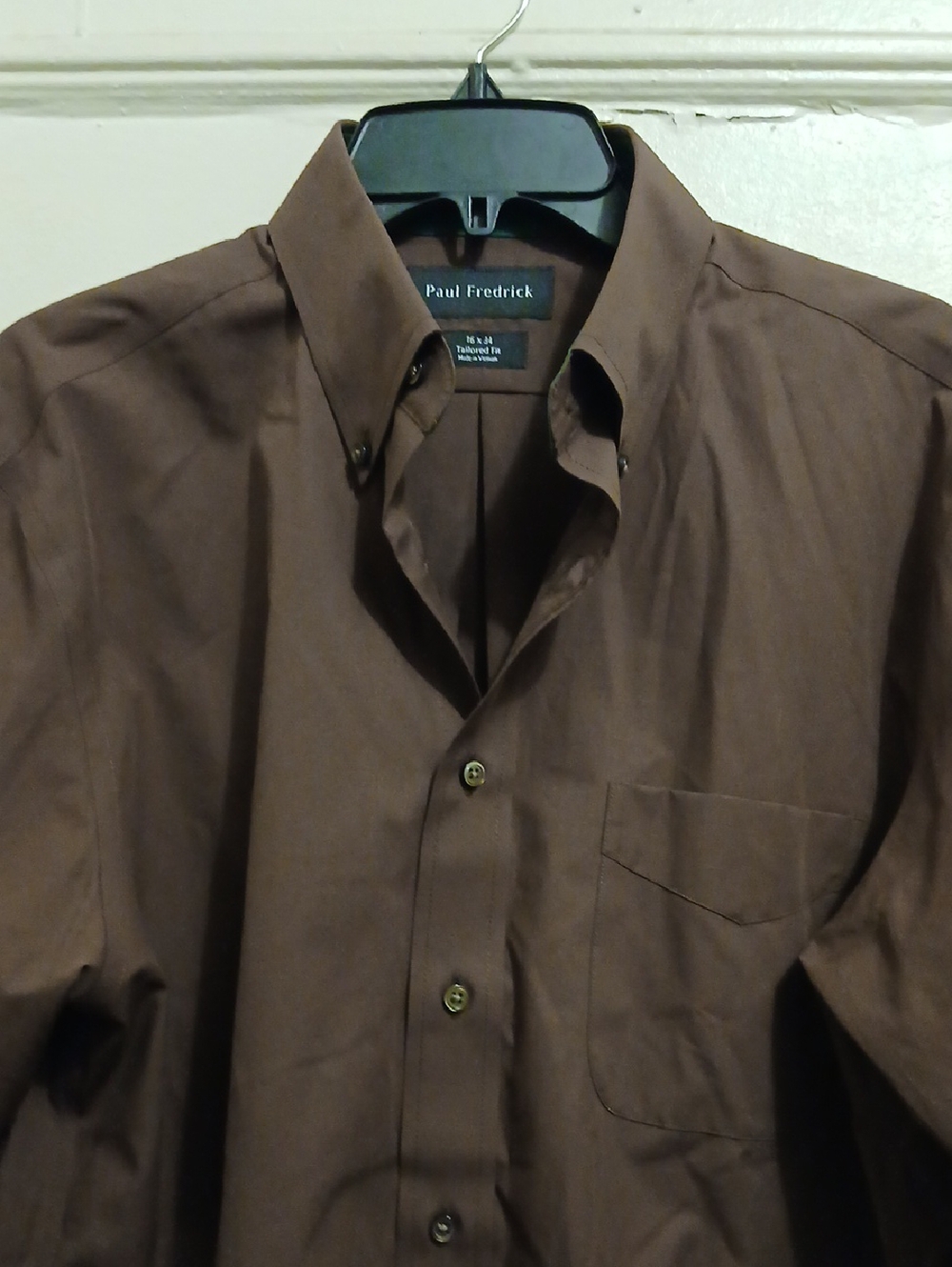 Paul Fredrick Brown Button-Down Dress Shirt with Chest Pocket